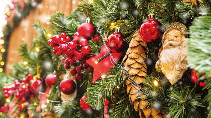 Decorations at a Christmas market